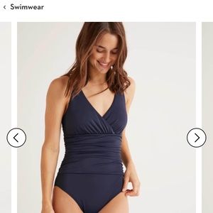 Boden Navy blue wrap front swimsuit EUC